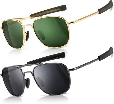 aviator sunglasses with bayonet temples.